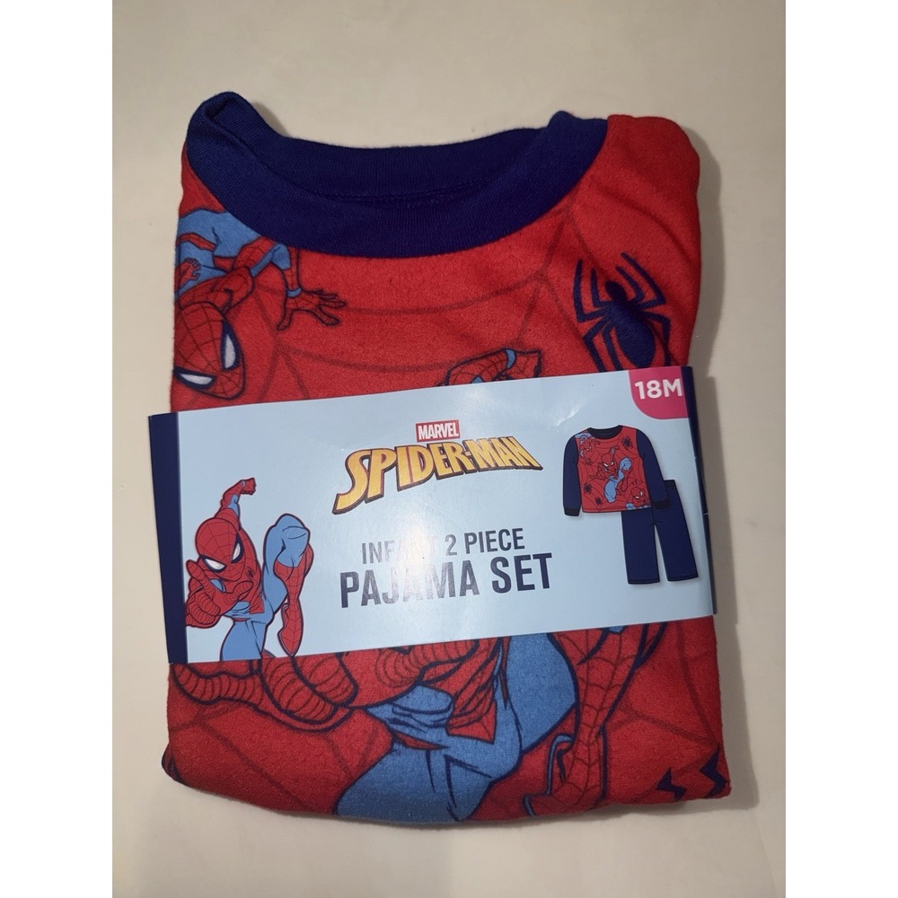 Marvel Infant Boys Red & Blue Spiderman Pajamas Sleep Set 18 Months LS Pants